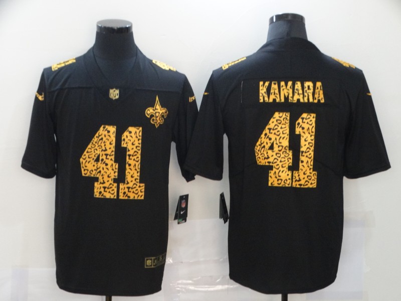 Men's New Orleans Saints #41 Alvin Kamara 2020 Black Leopard Print Fashion Limited Stitched NFL Jersey